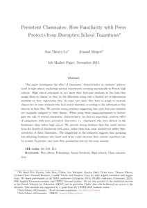 Persistent Classmates: How Familiarity with Peers Protects from Disruptive School Transitions