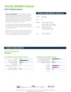 Hardy Middle School[removed]Equity Report 246DCPS SchoolExternal SCHOOL CHARACTERISTICS (SY[removed]What are Equity Reports? The Deputy Mayor for Education,