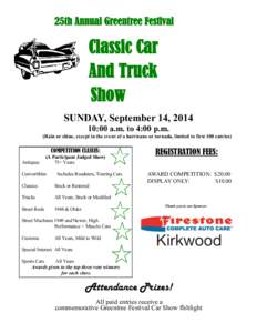 25th Annual Greentree Festival  Classic Car And Truck Show SUNDAY, September 14, 2014