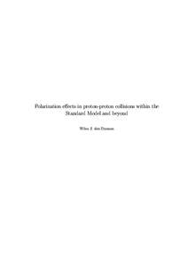 Polarization effects in proton-proton collisions within the Standard Model and beyond Wilco J. den Dunnen Dit werk maakt deel uit van het onderzoekprogramma van de Stichting voor Fundamenteel Onderzoek der Materie (FOM)