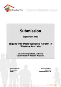 Submission September 2013 Inquiry into Microeconomic Reform in Western Australia Economic Regulation Authority