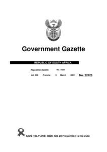 Government Gazette REPUBLIC OF SOUTH AFRICA Regulation Gazette Vol[removed]Pretoria