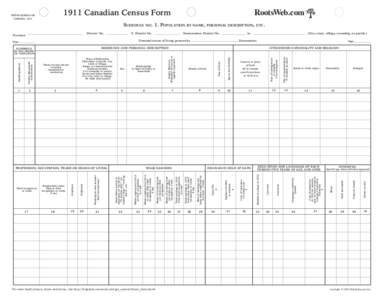 RootsWeb.com[removed]Canadian Census Form FIFTH CENSUS OF CANADA, 1911