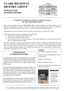 CLARE REGIONAL HISTORY GROUP NEWSLETTER SUMMERPURCHASE YOUR OWN COPY OF A SPECIAL DATE