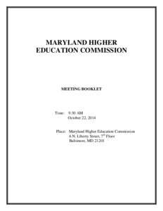 MARYLAND HIGHER EDUCATION COMMISSION MEETING BOOKLET  Time: