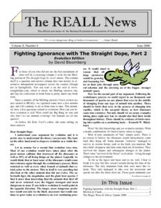 The official newsletter of the Rational Examination Association of Lincoln Land “It’s a very dangerous thing to believe in nonsense.” — James Randi Volume 8, Number 6  June 2000