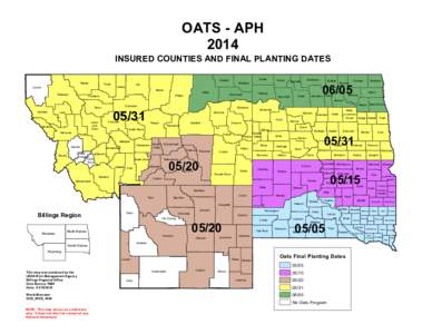 OATS - APH 2014 INSURED COUNTIES AND FINAL PLANTING DATES Glacier