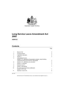 Australian Capital Territory  Long Service Leave Amendment Act 2005 A2005-22