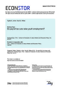 Do payroll tax cuts raise youth employment?, IFAU Working paper 2013:27