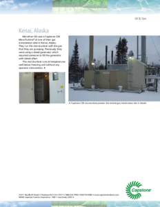 Oil & Gas  Kenai, Alaska Marathon Oil uses a Capstone C30 MicroTurbine® at one of their gas transmission sites in Kenai, Alaska.