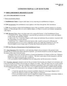 Establishment Clause / Free Exercise Clause / Mitchell v. Helms / Sherbert v. Verner / School prayer / Lemon v. Kurtzman / County of Allegheny v. American Civil Liberties Union / Braunfeld v. Brown / Employment Division v. Smith / Separation of church and state / Law / First Amendment to the United States Constitution