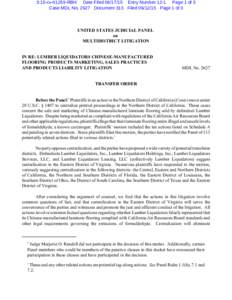 3:15-cvRBH Date FiledEntry Number 12-1 Page 1 of 3 Case MDL NoDocument 313 FiledPage 1 of 3 UNITED STATES JUDICIAL PANEL on MULTIDISTRICT LITIGATION