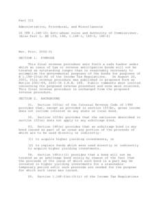 Part III Administrative, Procedural, and Miscellaneous 26 CFR: Anti-abuse rules and Authority of Commissioner. (Also Part I, §§ 103, 148, , 148-2, Rev. Proc