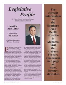 Legislative Profile By Coleen Vansant, Information Manager, Alabama Forestry Commission  Senator