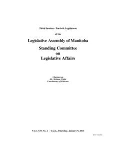 Third Session - Fortieth Legislature of the Legislative Assembly of Manitoba  Standing Committee