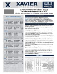 [removed]game notes Xavier University Musketeers[removed]vs. university of evansville aces (6-3)