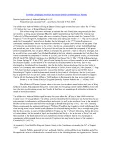 Southern Campaigns American Revolution Pension Statements and Rosters Pension Application of Andrew Pebbles S38297 VA Transcribed and annotated by C. Leon Harris. Revised 30 Nov[removed]The affidavit of Andrew Pebbles of K