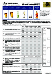 Alcohol Screen (AUDIT) Low Strength Beer 425ml 2.7% Alcohol  Wine