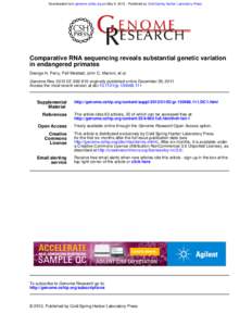 Downloaded from genome.cshlp.org on May 9, Published by Cold Spring Harbor Laboratory Press  Comparative RNA sequencing reveals substantial genetic variation in endangered primates George H. Perry, Páll Melsted, 