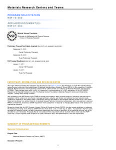 Grant / National Science Board / Funding Opportunity Announcement / National Virtual Observatory / America COMPETES Act / United States / Public economics / Science / National Science Foundation / Materials Research Science and Engineering Centers / Transformative research