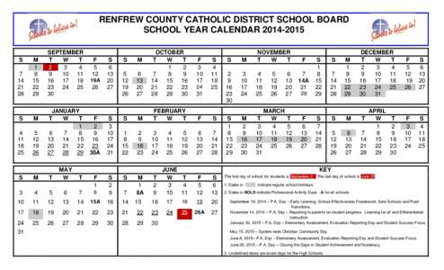 RENFREW COUNTY CATHOLIC DISTRICT SCHOOL BOARD SCHOOL YEAR CALENDAR[removed]S 7 14