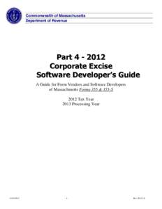 Commonwealth of Massachusetts Department of Revenue Part[removed]Corporate Excise Software Developer’s Guide