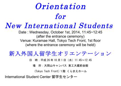 Orientation for New International Students
