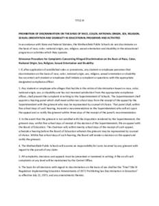 Law / Gender-based violence / Sexual harassment / Human behavior / Wethersfield /  Connecticut / Harassment / Title IX / Disability / Employment Non-Discrimination Act / Bullying / Ethics / Sexism