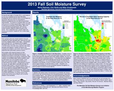 2013 Fall Soil Moisture Survey Marla Riekman, Kim Wolfe and Mike Wroblewski Manitoba Agriculture, Food and Rural Development Background