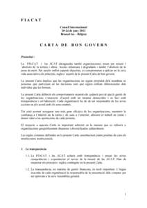 FIACAT Consell internacionalde juny 2012 Brussel·les – Bèlgica  CARTA DE