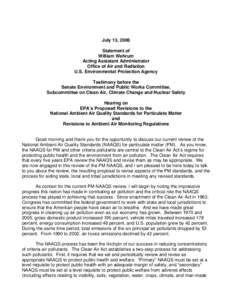 USEPA: OCIR: Testimony of William Wehrum, Acting Assistant Administrator For Air and Radiation, July 13, 2006