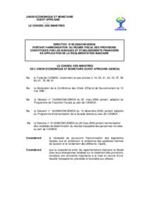 Directive[removed]portant harmonisation du régime fiscal des provisions