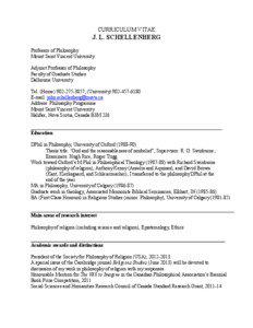 CURRICULUM VITAE  J. L. SCHELLE BERG