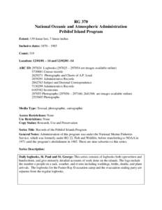 National Oceanic and Atmospheric Administration - Record Group 370