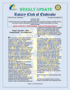 Weekly update Rotary Club of Etobicoke District Governor: Ted Morrison