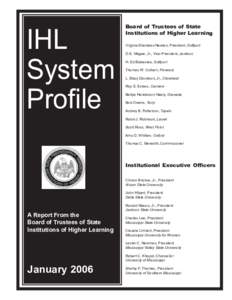 IHL System Profile Board of Trustees of State Institutions of Higher Learning