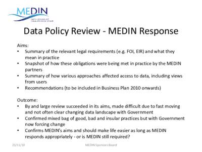 Data Policy Review - MEDIN Response