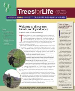 TreesforLife ARMENIA TREE PROJECT NEWSLETTER OF THE ARMENIA TREE PROJECT