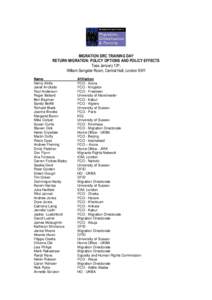 MIGRATION DRC TRAINING DAY RETURN MIGRATION: POLICY OPTIONS AND POLICY EFFECTS Tues January 13th, William Sangster Room, Central Hall, London SW1 Name Henry Afrifa