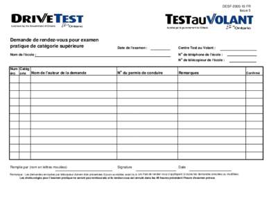 DESF[removed]FR Issue 5 Demande de rendez-vous pour examen pratique de catégorie supérieure