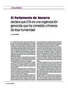 Actualidad  El Parlamento de Navarra declara que ETA es una organización genocida que ha cometido crímenes de lesa humanidad