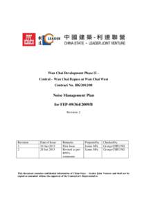 Wan Chai Development Phase II – Central – Wan Chai Bypass at Wan Chai West Contract No. HK[removed]Noise Management Plan for FEP[removed]B