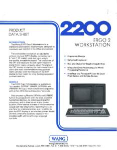 Wang 2200 Ergo 2 Workstation Product Data Sheet