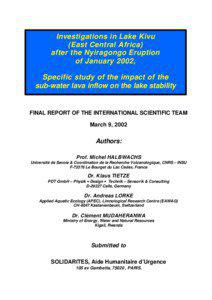 Investigations in Lake Kivu (East Central Africa) after the Nyiragongo Eruption