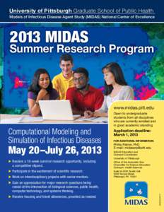 University of Pittsburgh Graduate School of Public Health Models of Infectious Disease Agent Study (MIDAS) National Center of Excellence 2013 MIDAS  Summer Research Program