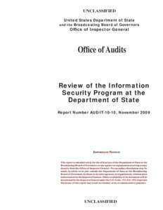 Review of the Information Security Program at the Department of State