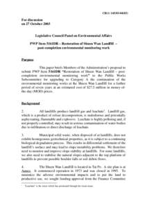 CB[removed])  For discussion on 27 October[removed]Legislative Council Panel on Environmental Affairs