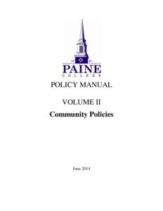 POLICY MANUAL VOLUME II Community Policies June 2014