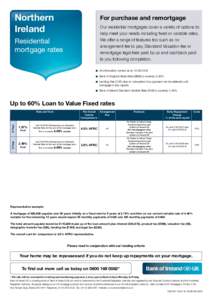 Northern Ireland For purchase and remortgage Our residential mortgages cover a variety of options to help meet your needs including fixed or variable rates.