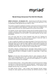 Microsoft Word - Myriad Group First Half 2021 Results Release Final 2